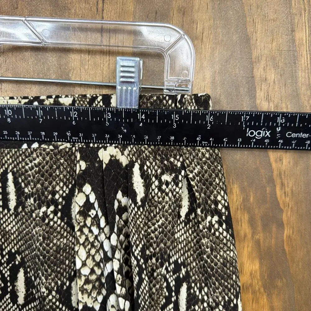 Michael Kors Womens Skirt Brown Cream Snake Print Wrap Pull On ALine Stretch L
